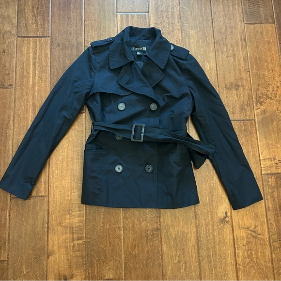 Forever 21 Navy Double-Breasted Women's short trench coat - Picture 1 of 6